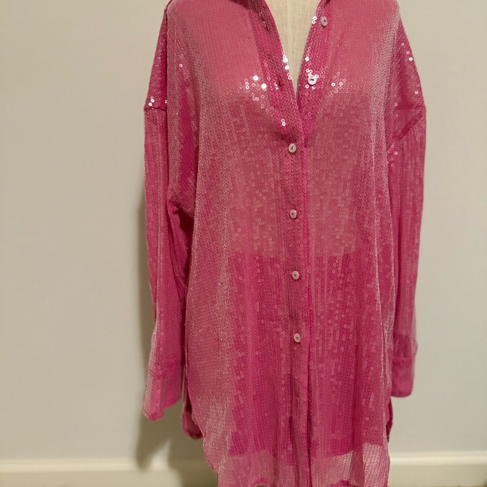 Victoria's Secret Hot Pink Sequin Swim Coverup - Picture 5 of 7